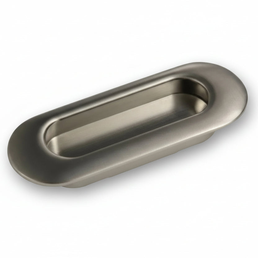Silverline B2317 & B2318 | Recessed Pull Flush Finger Tab Pull in Satin Nickel | Various Sizes
