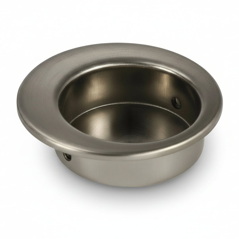 Silverline B2323 | Centers 1-9/16 in. Recessed Pull Flush Finger Tab Pull in Satin Nickel