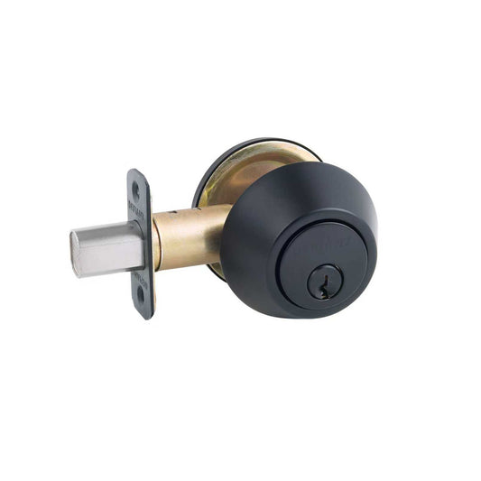 STG Traditional Round Single Cylinder Deadbolt | Grade 3 Residential | Matte Black / Satin Stainless Steel