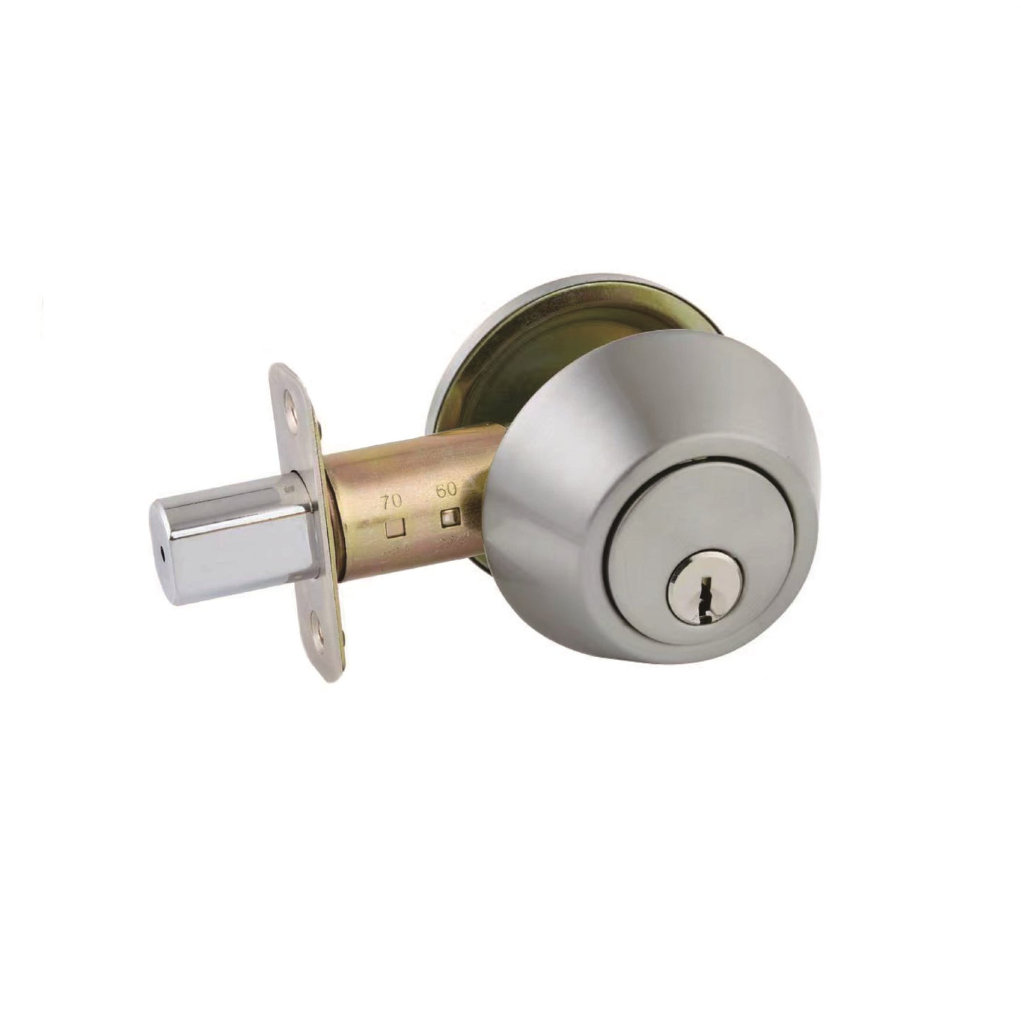 STG Traditional Round Single Cylinder Deadbolt | Grade 3 Residential | Matte Black / Satin Stainless Steel