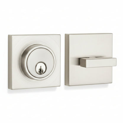 STG Contemporary Square Single Cylinder Deadbolt | Grade 3 Residential | Matte Black / Satin Stainless Steel