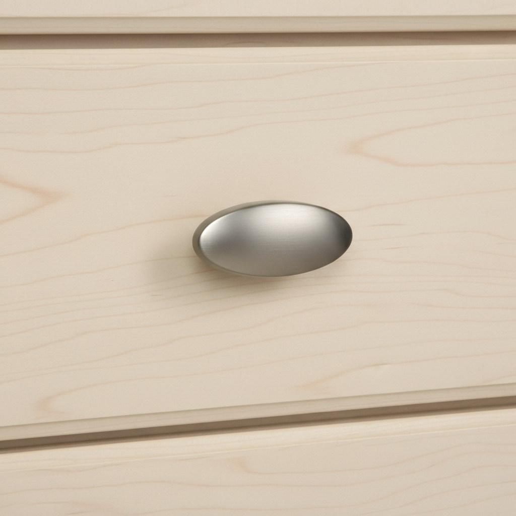Silverline K2011 | Centers 5/8 in. Oval Spacecraft Cabinet Knob in Satin Nickel