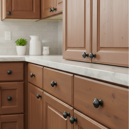 Silverline K2012 | Diameter 1-3/16 in. Cabinet Button Novelty Rustic Knob in Black Antique English