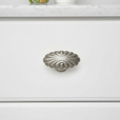 Silverline K2022 | 1-5/8 in. Long Oval Floral Cabinet Knob | Various Finishes