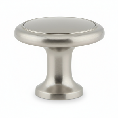 Silverline K2036 | Diameter 1-3/16 in. Contemporary Round Flat Surface Cabinet Knob in Satin Nickel