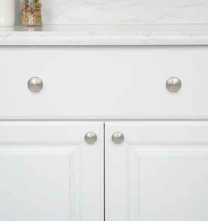 Silverline K2036 | Diameter 1-3/16 in. Contemporary Round Flat Surface Cabinet Knob in Satin Nickel