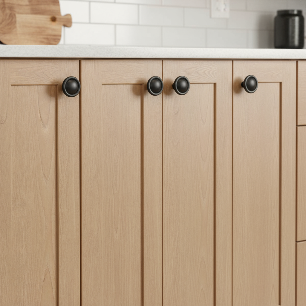 Silverline K2232 | Diameter 1-5/16 in. Round Button Rustic Furniture Knob in Antique Black