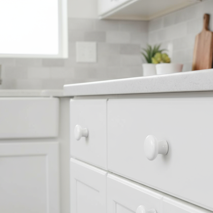 Silverline K4000s | Classic White Ceramic Cabinet Knobs | Various Sizes
