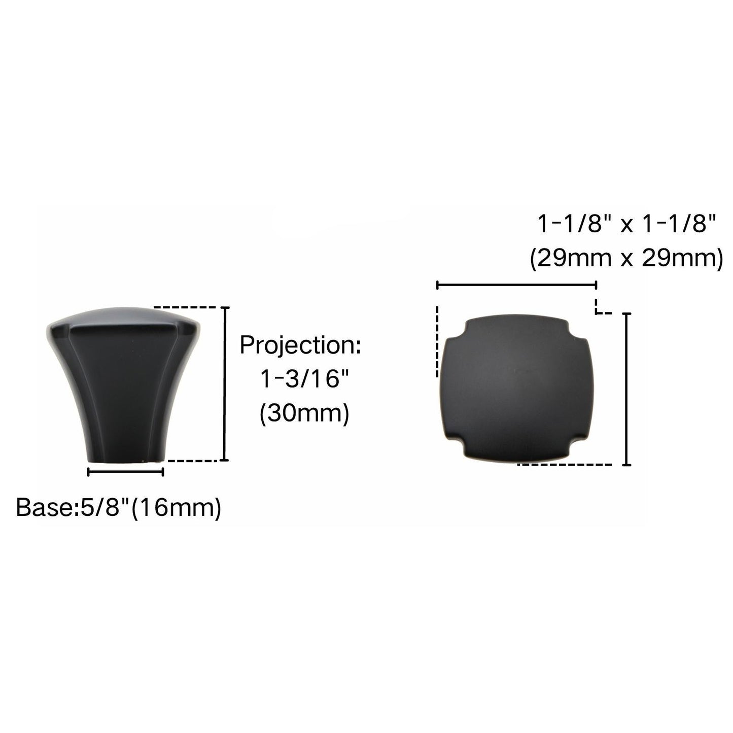 Silverline K4032 | 1-1/8 in. Contemporary Elegant Cabinet Knob in Matte Black