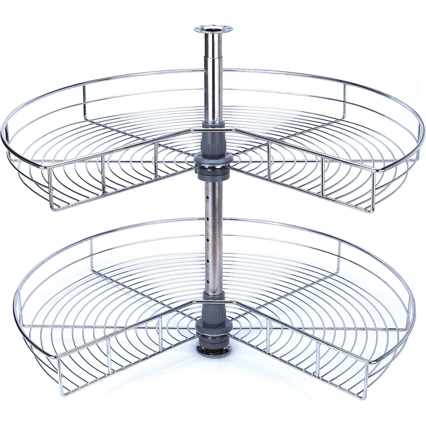 Silverline LSK | Kidney Shaped Two-Shelf Wire Lazy Susans for Base Corner Cabinet