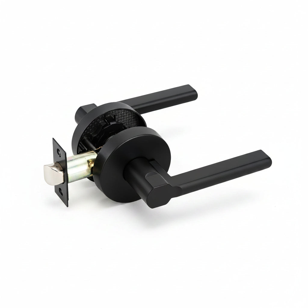 STG Lenton Collection | Grade 3 Door Lever | Privacy, Passage & Entrance | Matte Black / Satin Nickel