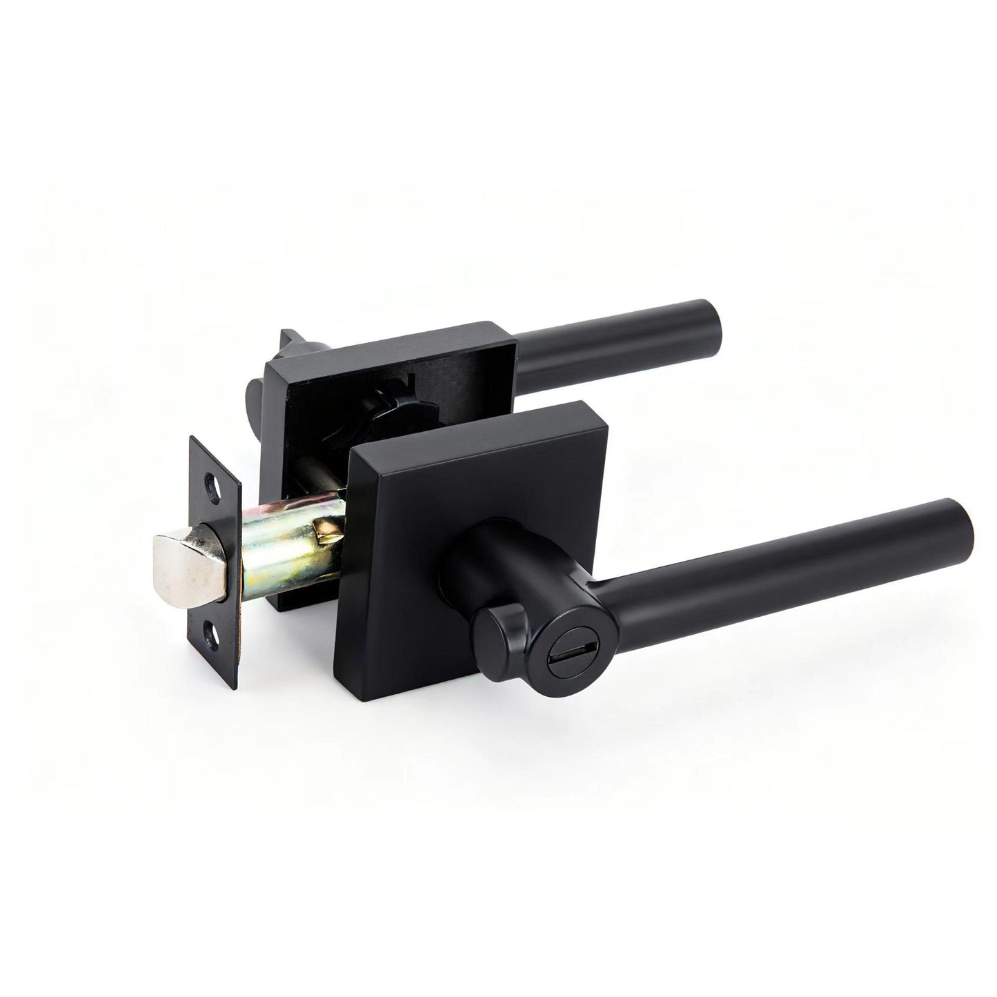 STG Linea Collection | Grade 3 Door Lever | Privacy, Passage & Entrance | Matte Black / Satin Nickel