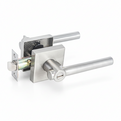 STG Linea Collection | Grade 3 Door Lever | Privacy, Passage & Entrance | Matte Black / Satin Nickel