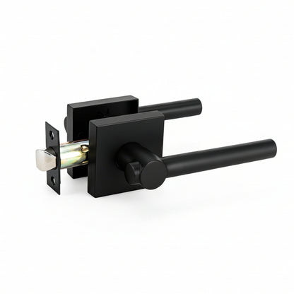 STG Linea Collection | Grade 3 Door Lever | Privacy, Passage & Entrance | Matte Black / Satin Nickel