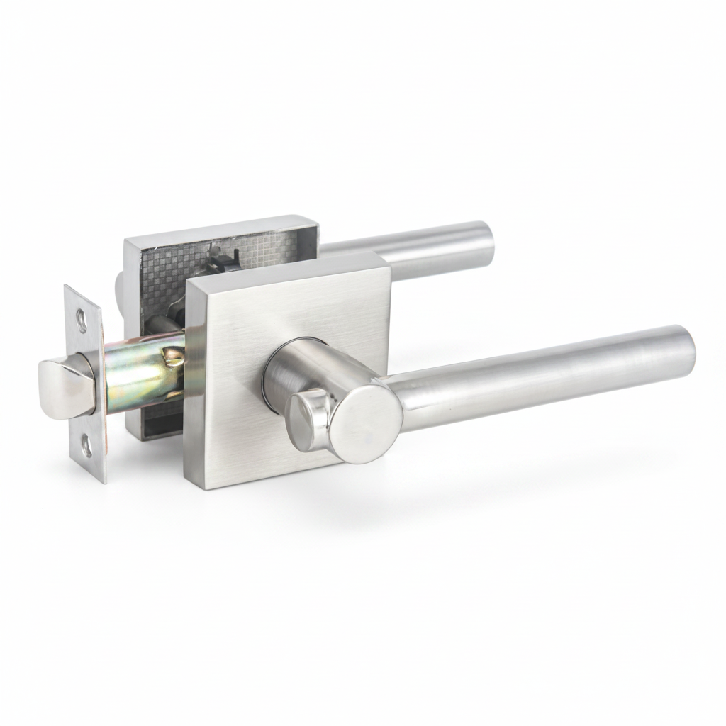 STG Linea Collection | Grade 3 Door Lever | Privacy, Passage & Entrance | Matte Black / Satin Nickel