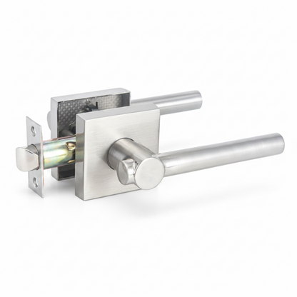 STG Linea Collection | Grade 3 Door Lever | Privacy, Passage & Entrance | Matte Black / Satin Nickel