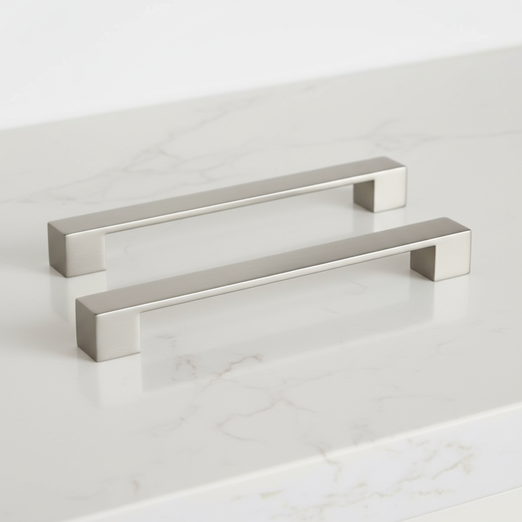 Silverline P2053 | Solid Square Contemporary Bar Pull Handle in Satin Nickel | Various Sizes