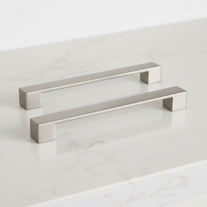Silverline P2053 | Solid Square Contemporary Bar Pull Handle in Satin Nickel | Various Sizes