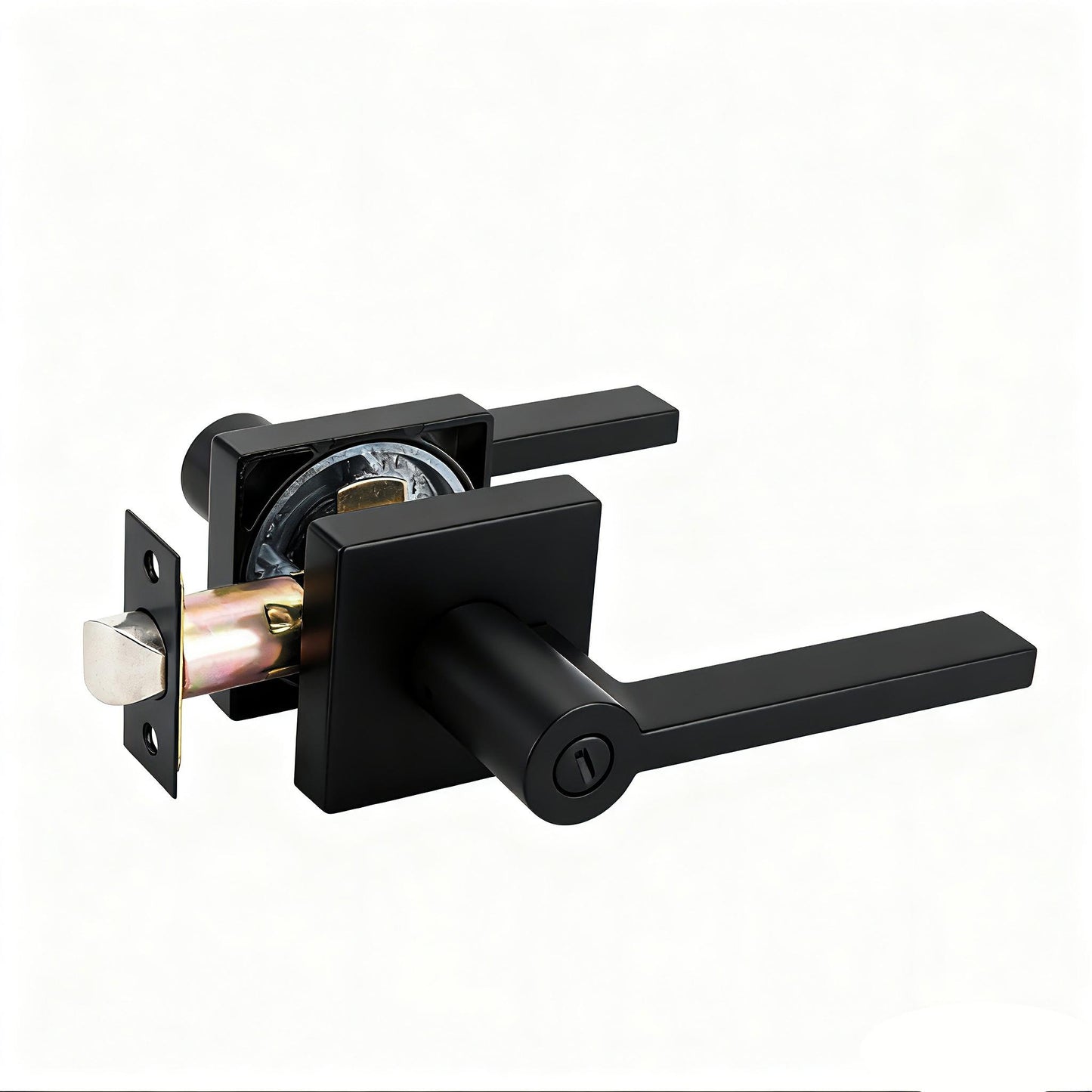 BuildIt Prism Collection | Grade 3 Door Lever | Privacy, Passage & Entrance | Matte Black / Satin Nickel