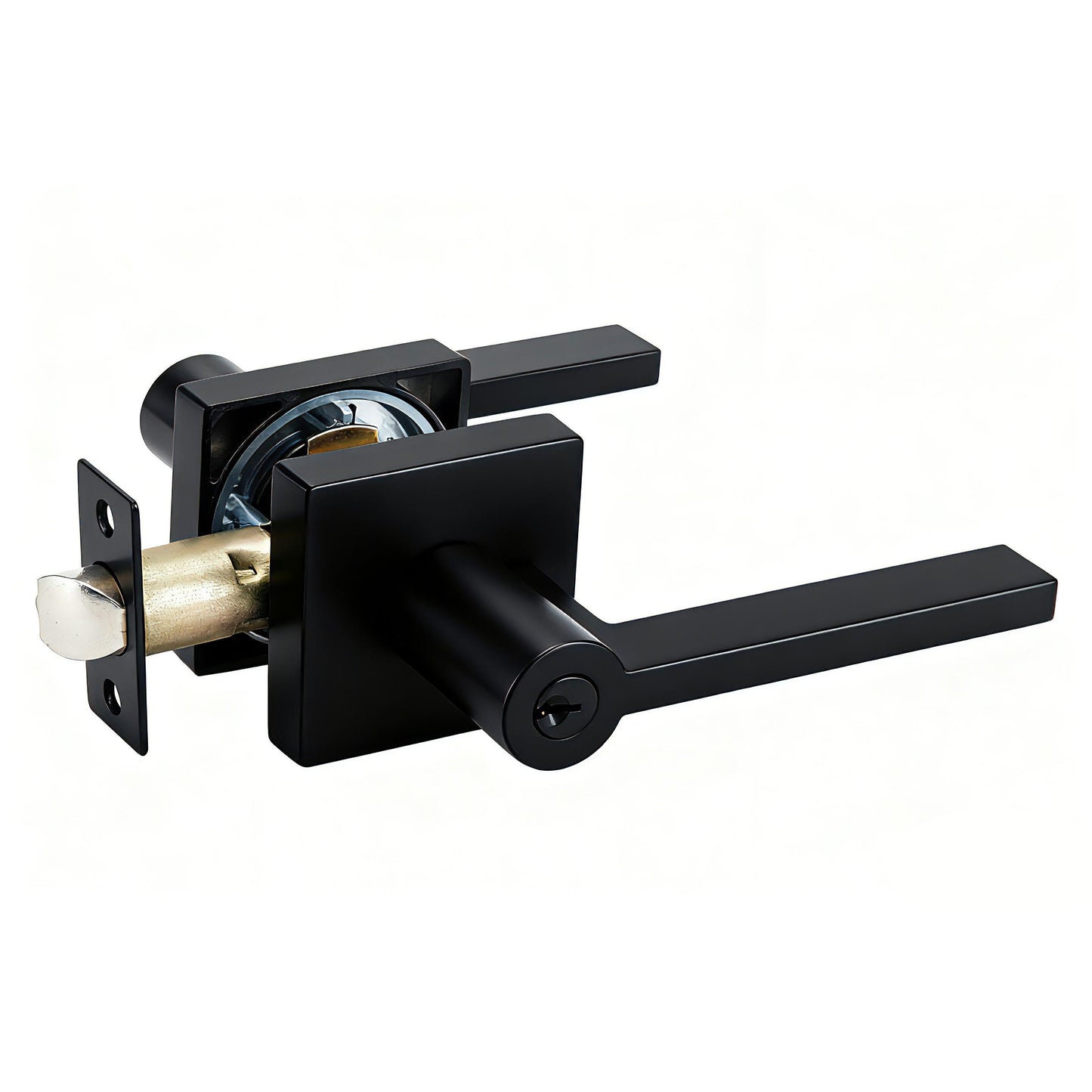 BuildIt Prism Collection | Grade 3 Door Lever | Privacy, Passage & Entrance | Matte Black / Satin Nickel