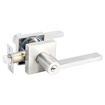 BuildIt Prism Collection | Grade 3 Door Lever | Privacy, Passage & Entrance | Matte Black / Satin Nickel