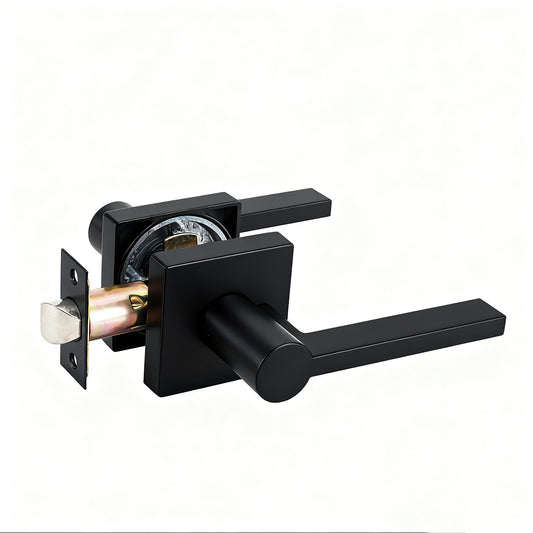 BuildIt Prism Collection | Grade 3 Door Lever | Privacy, Passage & Entrance | Matte Black / Satin Nickel