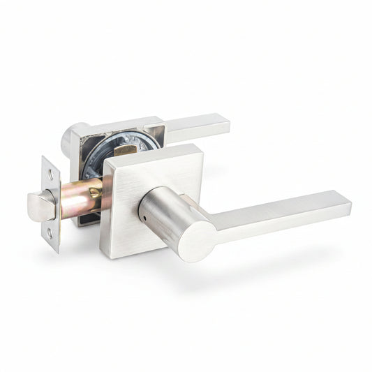 STG Prism Collection | Grade 3 Door Lever | Privacy, Passage & Entrance | Matte Black / Satin Nickel