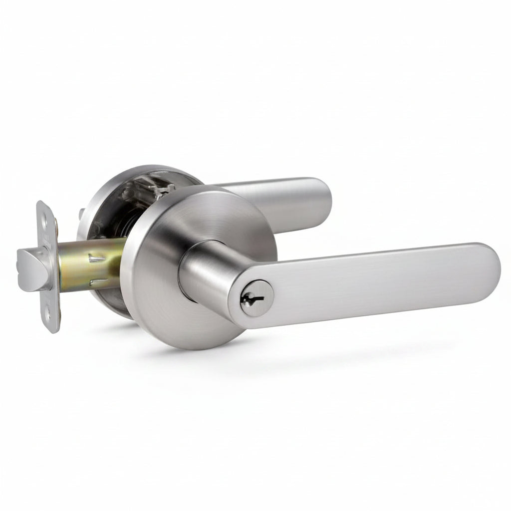 STG Reina Collection | Grade 3 Door Lever | Privacy, Passage & Entrance | Matte Black / Satin Nickel