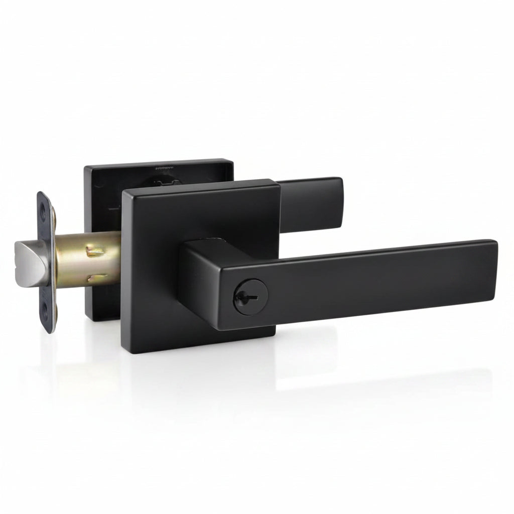 STG Rey Collection | Grade 3 Door Lever | Privacy, Passage & Entrance | Matte Black / Satin Nickel