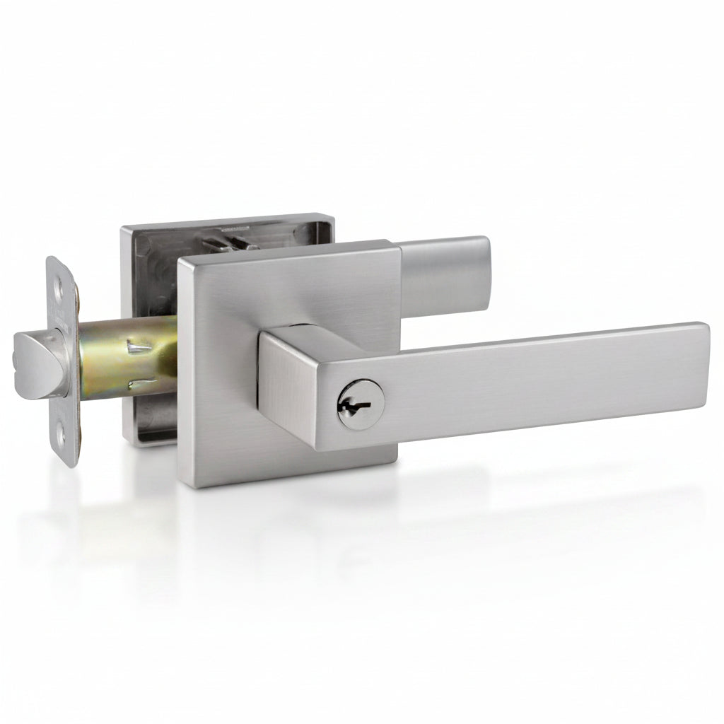 STG Rey Collection | Grade 3 Door Lever | Privacy, Passage & Entrance | Matte Black / Satin Nickel