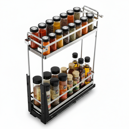 Silverline S208 | Soft Close Two-Tier Spice Rack for 8 in. Cabinets