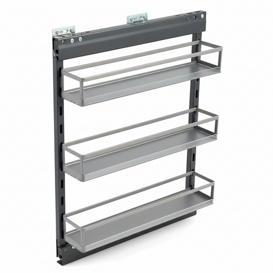 Silverline S306 | Soft Close Three-Tier Spice Rack for 6 in. Cabinets