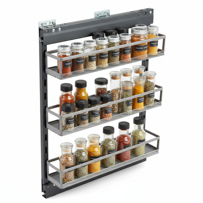 Silverline S306 | Soft Close Three-Tier Spice Rack for 6 in. Cabinets