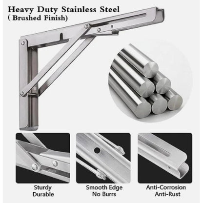 Silverline SB02 | Heavy Duty Stainless Steel Folding Shelf Brackets (Set of 2)