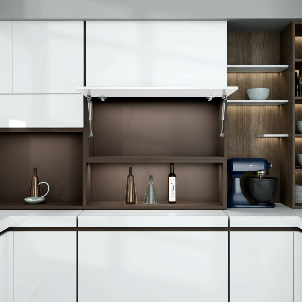 Silverline SGS | Soft-Close + Open Hydraulic Gas Spring for Cabinet Door Lift-Up (Set of 2)