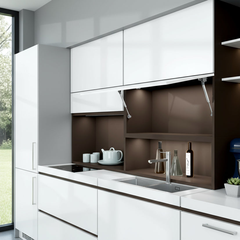 Silverline SGS | Soft-Close + Open Hydraulic Gas Spring for Cabinet Door Lift-Up (Set of 2)