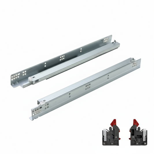 Silverline SUSL19-2Ds | 2-Way Adjustable Soft-Close Full Extension Undermount Cabinet Drawer Slides for 3/4 in. Side Panels (6 Pairs)