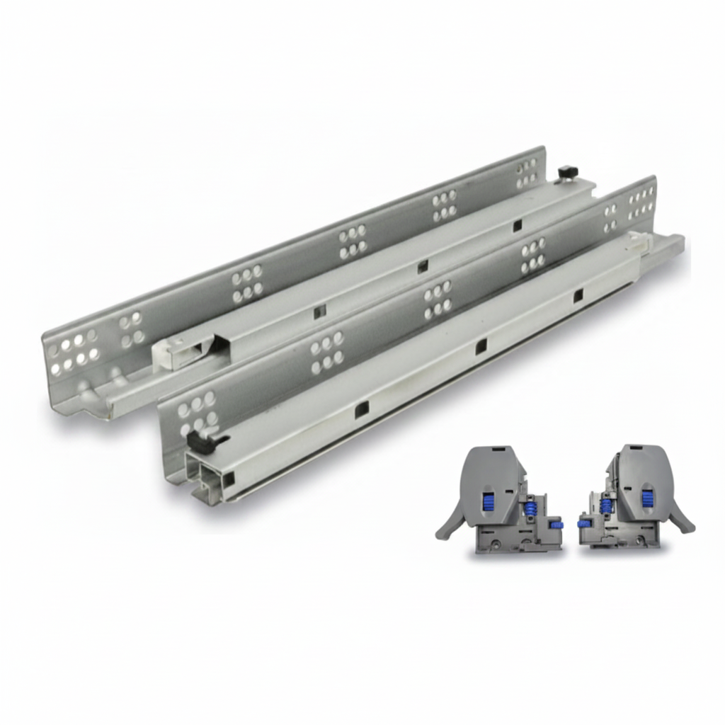 Silverline SUSL | Soft-Close Full Extension Undermount Cabinet Drawer Slides for 5/8 in. and 1/2 in. Side Panels (6 Pairs)