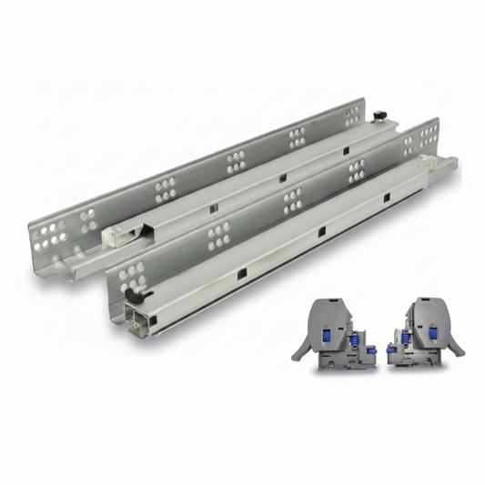 Silverline SUSL | Soft-Close Full Extension Undermount Cabinet Drawer Slides for 5/8 in. and 1/2 in. Side Panels (6 Pairs)