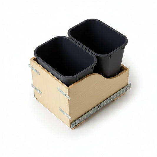 Silverline WSPOBD018 | Undermount Wooden Double Bin Trash Pullout Systems for framed B18 Cabinets