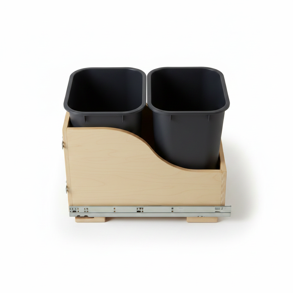 Silverline WPOBD020 | Undermount Wooden Double Bin Trash Pullout Systems for B18 Cabinets
