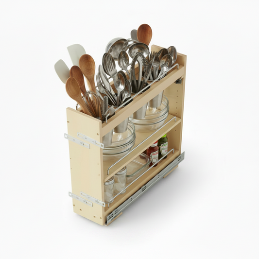 Silverline WS3069U | Soft-Close Wood Pull-Out Utensil Silverware Organizer for Framed B9 Cabinets