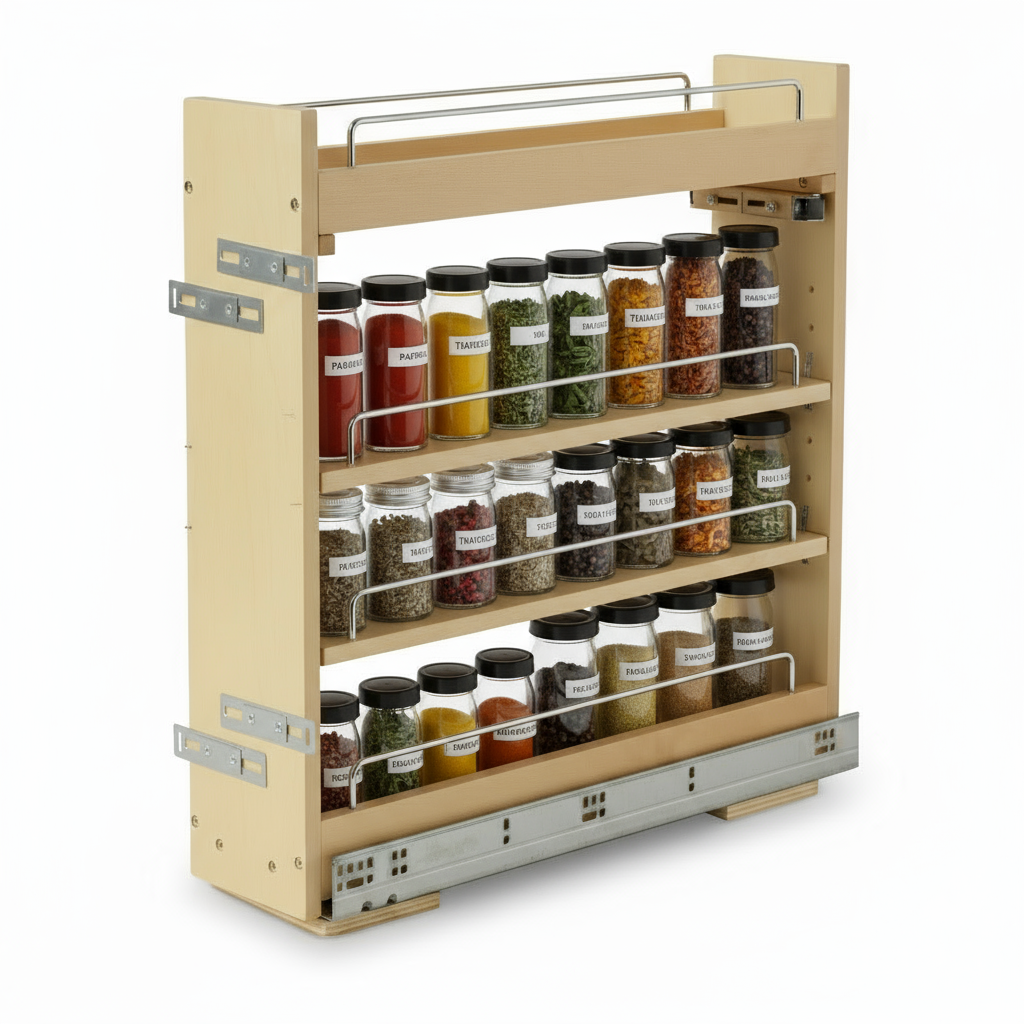 Silverline WS3069 | Soft Close Four-Tier Spice Rack for 9 in. Cabinets