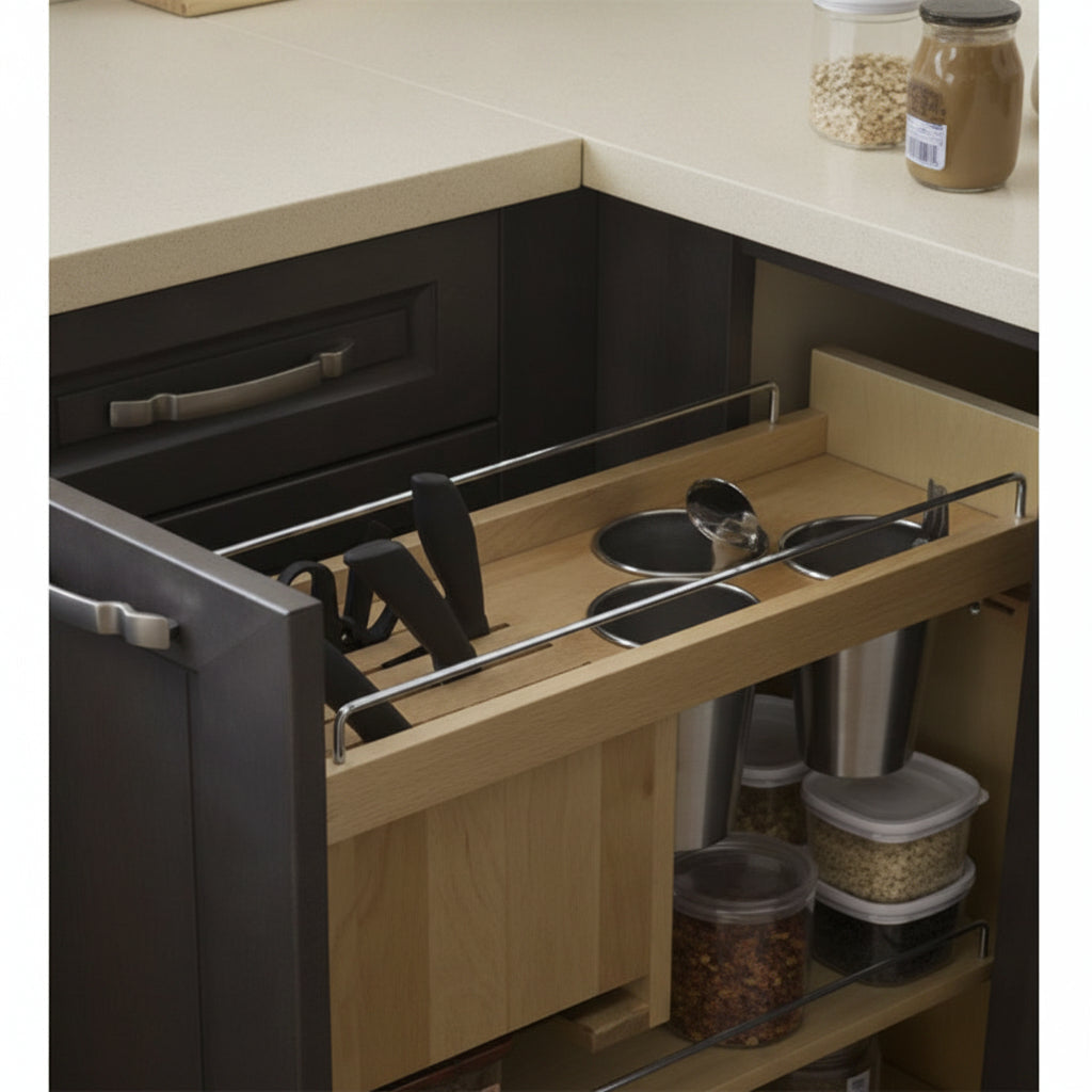 Silverline WS3912-MOD | Soft-Close Pull-Out Spice & Utensil Organizer for 12 in. Framed Cabinets
