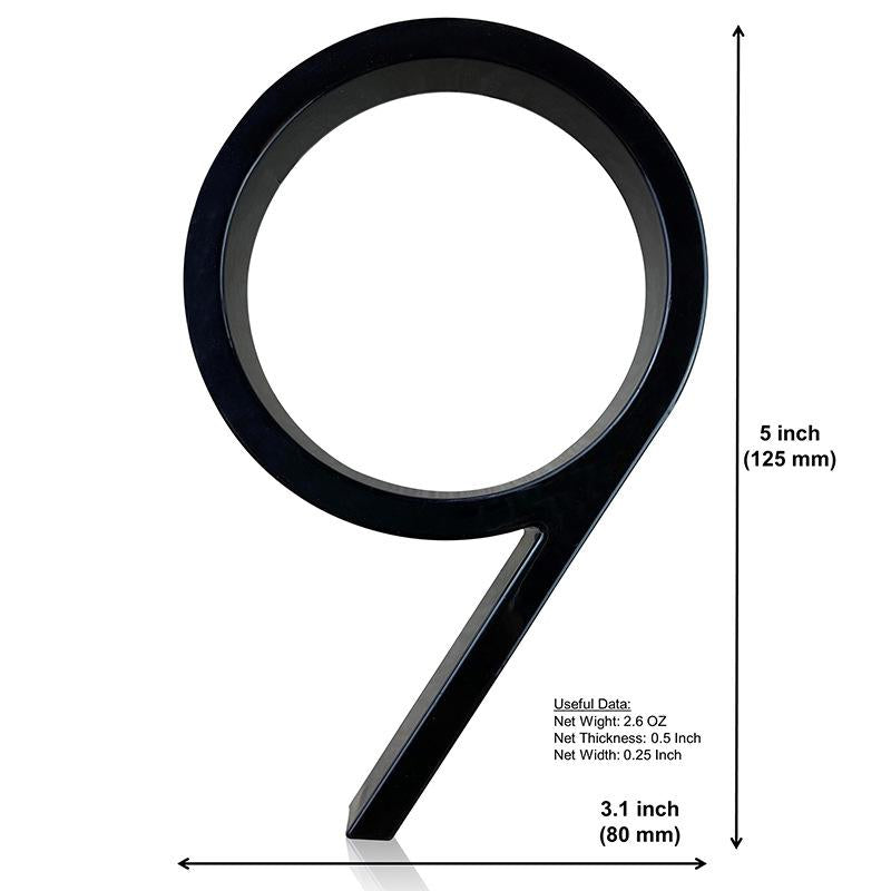 Silverline HN5008 | Floating House Numbers (#0-#9, A-B) in Matte Black