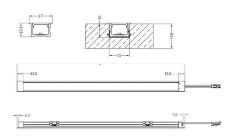 Recess Mount LED Light Strip | 10 Feet Solder-Free Cuttable Cabinet Lighting | Titanium Grey