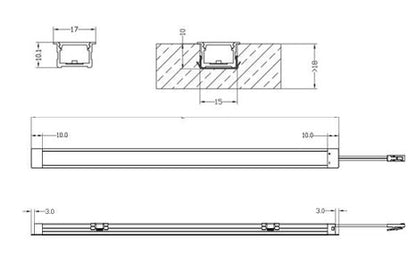 Recess Mount LED Light Strip | 10 Feet Solder-Free Cuttable Cabinet Lighting | Titanium Grey