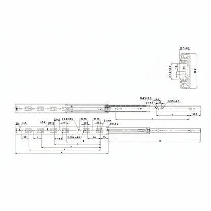 Silverline FBS43/45A/45 Series | Self-Close Full Extension Side Mount Ball Bearing Drawer Slide (10 Pairs)