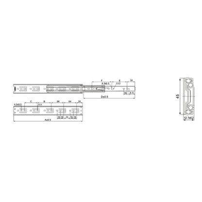 Silverline FBS43/45A/45 Series | Self-Close Full Extension Side Mount Ball Bearing Drawer Slide (10 Pairs)