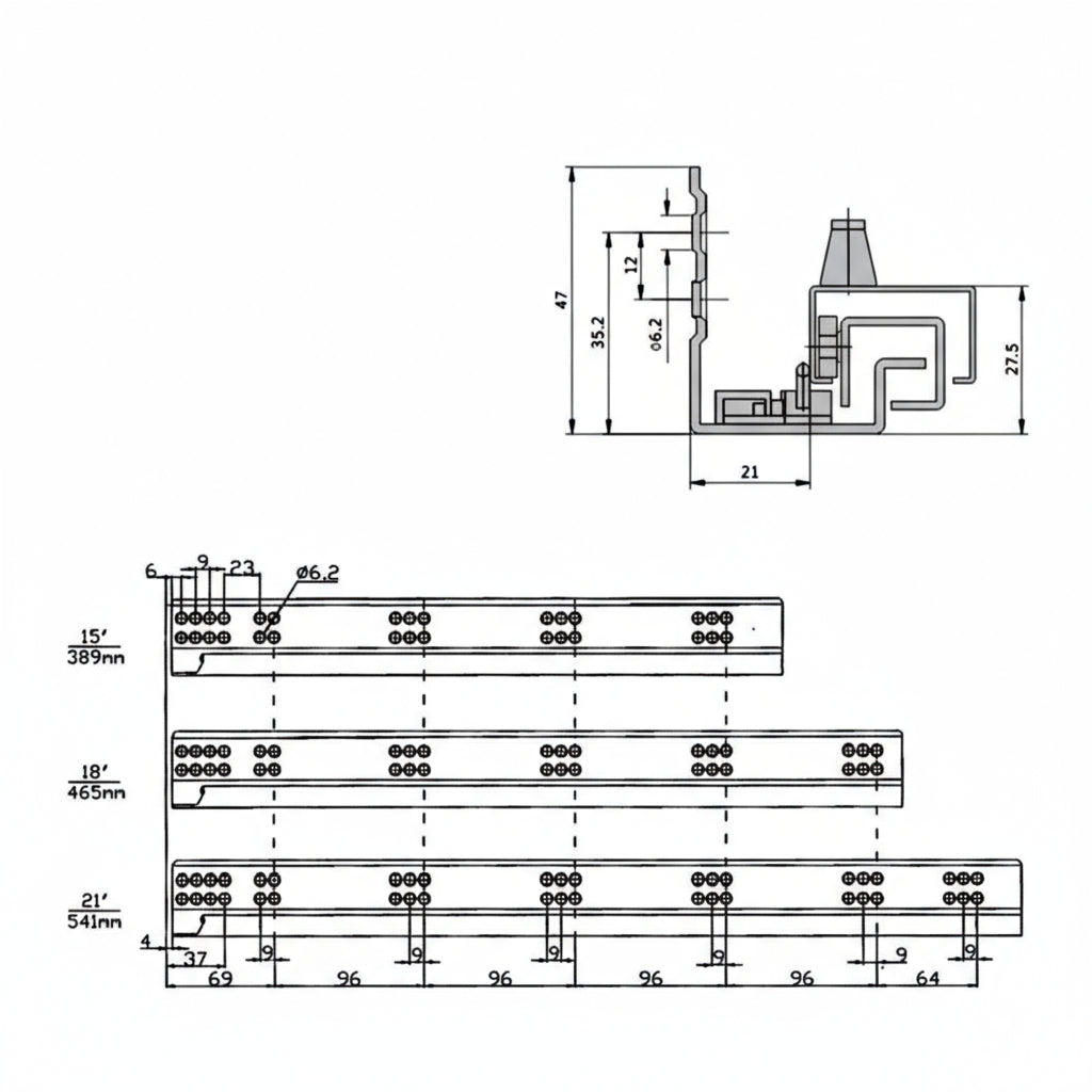 Silverline SUSL | 2-Way Adjustable Soft-Close Full Extension Undermount Cabinet Drawer Slides for 5/8 in. and 1/2 in. Side Panels (6 Pairs)